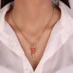 Collana in Metallo con pendente a forma di corno e cristalli - BYSIMON gioielli
