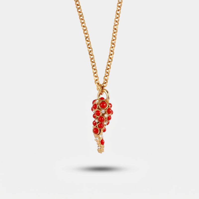 Collana in Metallo con pendente a forma di cornetto e cristalli - BYSIMON gioielli