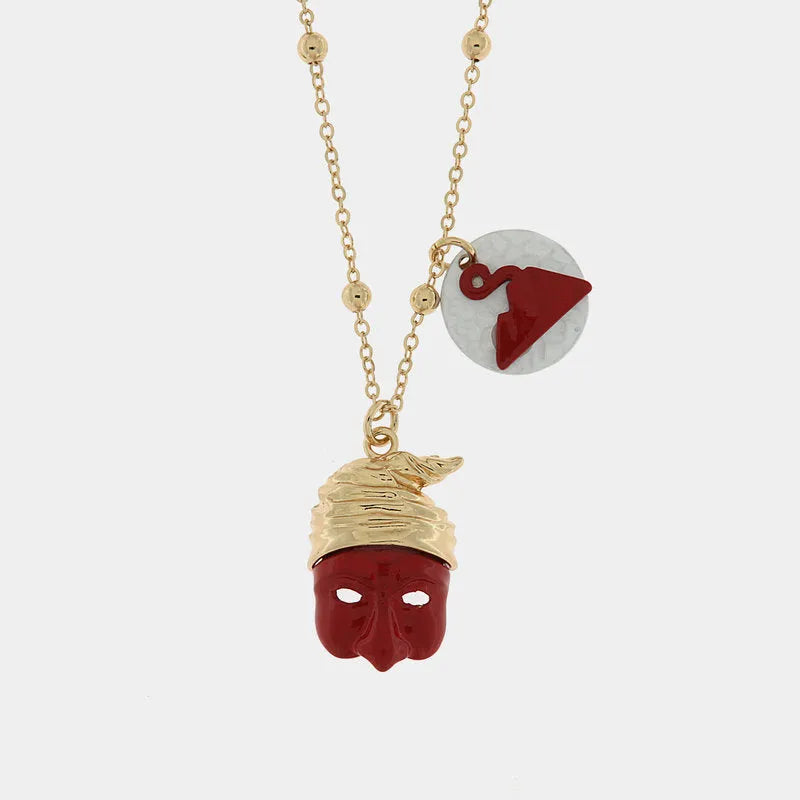 Collana in Metallo con Pulcinella e pendente a forma di Vesuvio AMONAPOLI - gioiello BySimon