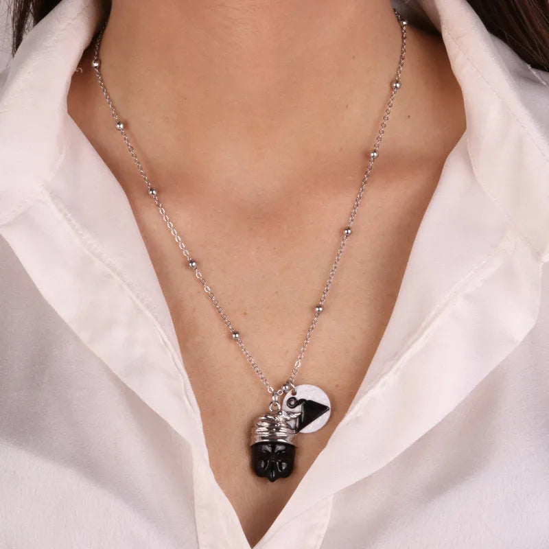 Collana in Metallo con Pulcinella e pendente a forma di Vesuvio AMONAPOLI - gioiello BySimon