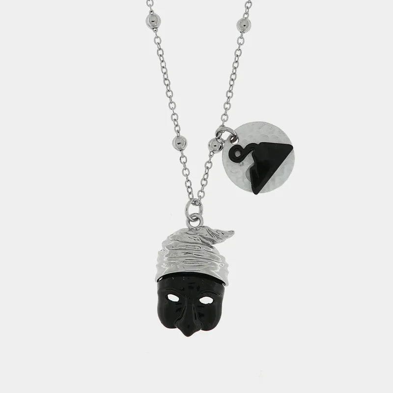 Collana in Metallo con Pulcinella e pendente a forma di Vesuvio AMONAPOLI - gioiello BySimon
