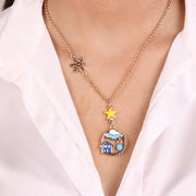 Collana in Metallo con nuvola e casa pendente