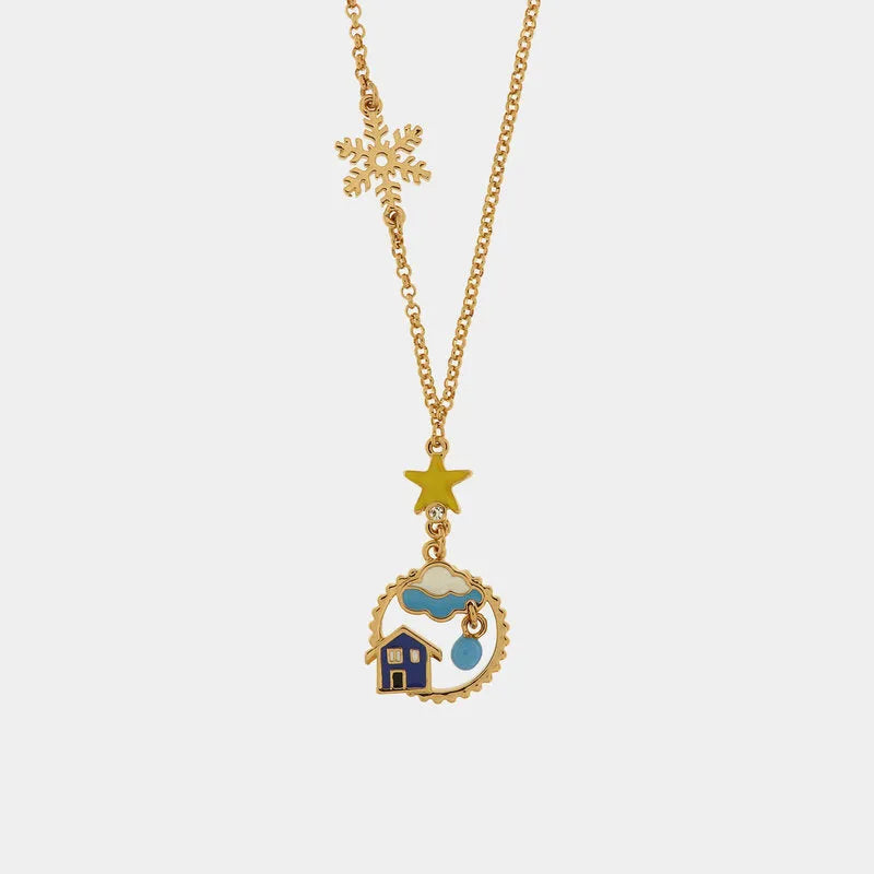 Collana in Metallo con nuvola e casa pendente