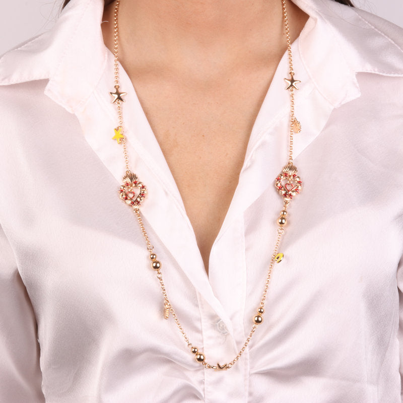 Collana in Metallo con cuori sacri e stelle