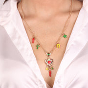 Collana in Metallo con simboli portafortuna sacri