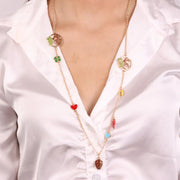 Collana in Metallo con pigna e simboli portafortuna