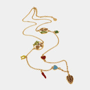 Collana in Metallo con pigna e simboli portafortuna