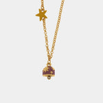 Collana in Metallo con campanella in smalto viola impreziosita da stelle e sole - BYSIMON gioielli