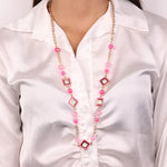 Collana in Metallo con cristalli di colore rosa ispirati al vetro di Murano