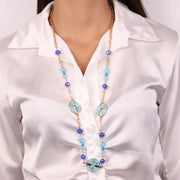 Collana in Metallo con cristalli di colore blu ispirati al vetro di Murano