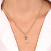 Collana in Metallo con chiave pendente in smalto verde