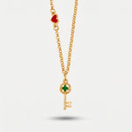 Collana in Metallo con chiave pendente in smalto verde - BYSIMON gioielli