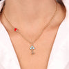 Collana in Metallo con chiave pendente in smalto blu