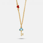 Collana in Metallo con chiave pendente in smalto blu - BYSIMON gioielli