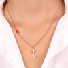 Collana in Metallo con chiave pendente in smalto rosso con maschera
