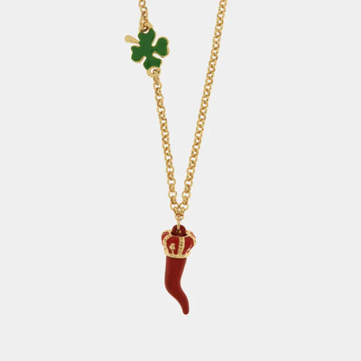 Collana in metallo con cornetto portafortuna rosso | corno portafortuna napoletano | BYSIMON