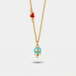 Collana in Metallo con campanella portafortuna impreziosita da smalto turchese - BYSIMON gioielli
