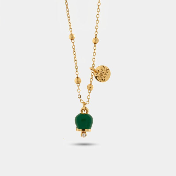 Collana in Metallo con campanella in smalto verde - BYSIMON gioielli
