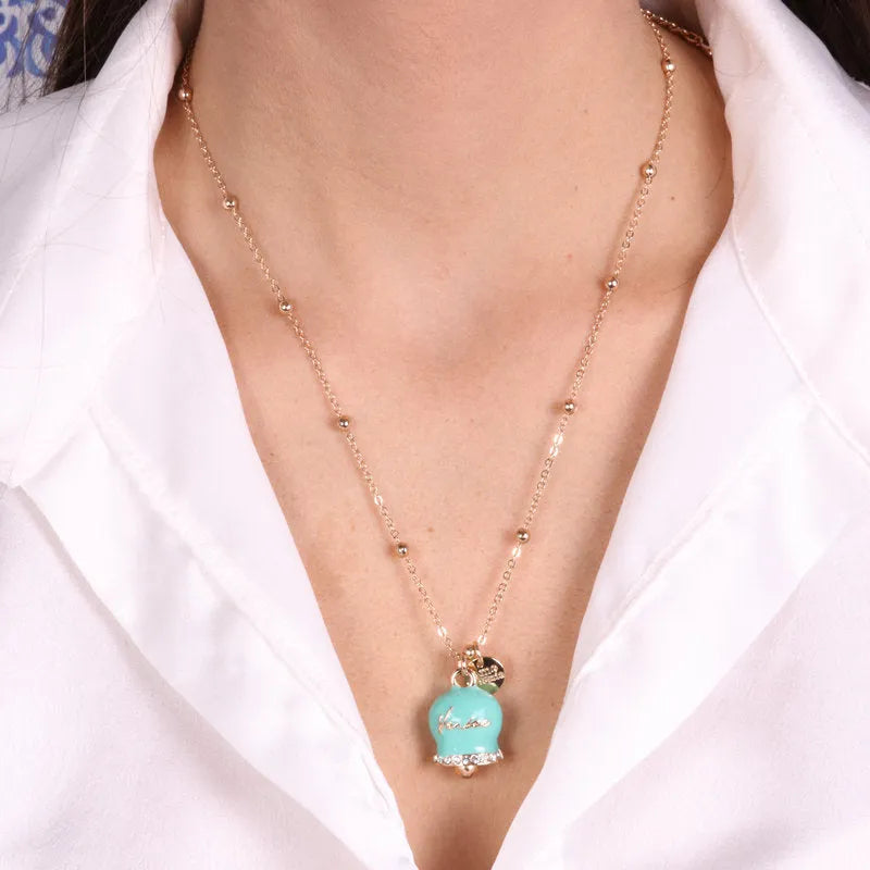 Collana in Metallo con campanella pendente verde - BYSIMON gioielli