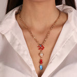 Collana in Metallo con corallo e pesciolino pendente BYS - gioiello BySimon