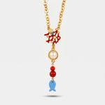 Collana in Metallo con corallo e pesciolino pendente BYS - gioiello BySimon