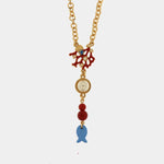 Collana in Metallo con corallo e pesciolino pendente BYS - gioiello BySimon