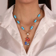 Collana in Metallo con pendenti colorati