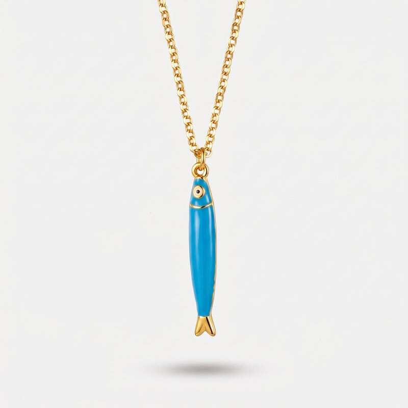 Collana in Metallo con pesciolino azzurro - BYSIMON gioielli