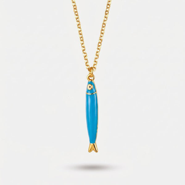 Collana in Metallo con pesciolino azzurro - BYSIMON gioielli