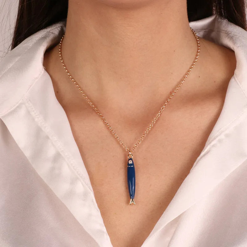 Collana in Metallo con pesciolino colorato - BYSIMON gioielli