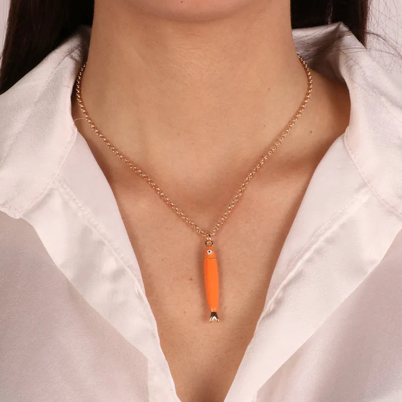 Collana in Metallo con pesciolino colorato - BYSIMON gioielli