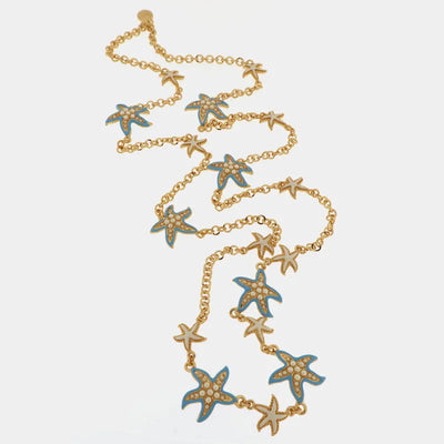 Collana in Metallo con stelle marine azzurre