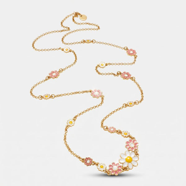 Collana in Metallo lunga con margherite colorate - BYSIMON gioielli
