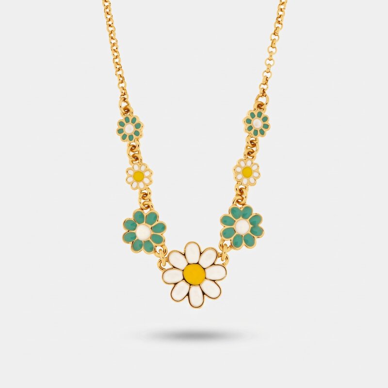 Collana in Metallo girocollo con margherite colorate - BYSIMON gioielli
