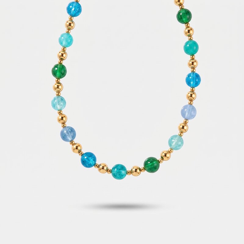 Collana in Metallo girocollo con cristalli blu