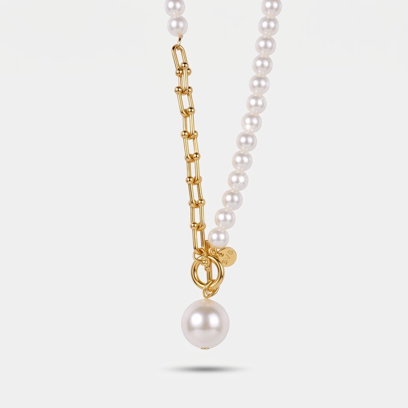 Collana in Metallo con ciondolo centrale a forma di perla
