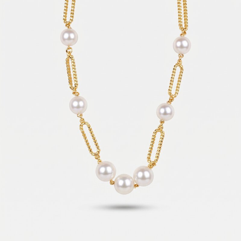 Collana in Metallo girocollo perle e catene