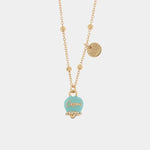Collana in Metallo con campanella smaltata azzurra