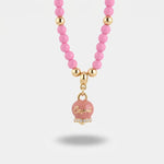 Collana in Metallo con perline e campanellina smaltata rosa