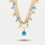 Collana in Metallo con cuori e campana turchese pendenti - BYSIMON gioielli