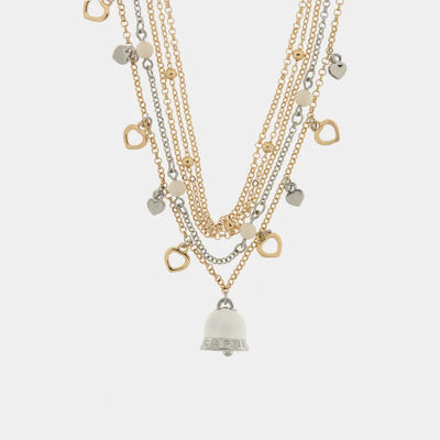 Collana in Metallo con cuori e campana bianca pendenti - BYSIMON gioielli