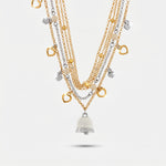 Collana in Metallo con cuori e campana bianca pendenti - BYSIMON gioielli