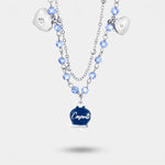 Collana in Metallo con campanella smaltata blu e perline