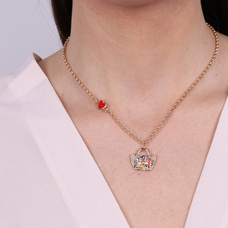 Collana in Metallo con borsa impreziosita da una trinacria SICILY - gioiello BySimon