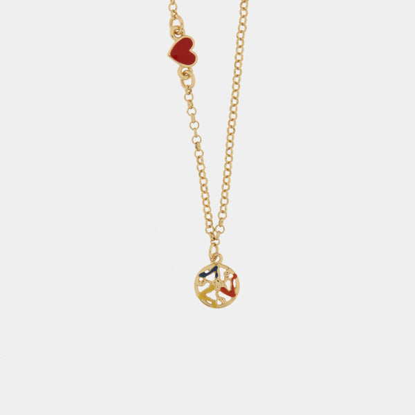 Collana in Metallo con cuoricino e trinacria pendente - BYSIMON gioielli