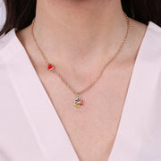 Collana in Metallo con cuoricino e trinacria pendente