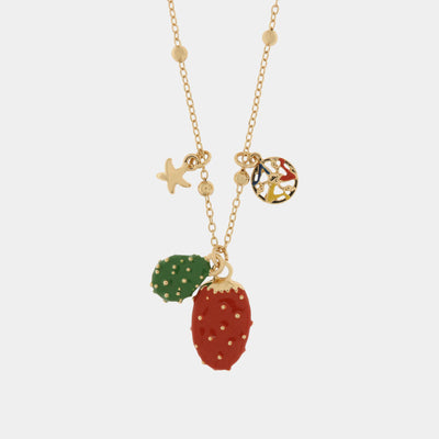 Collana in Metallo con cactus pendente rosso e verde - BYSIMON gioielli