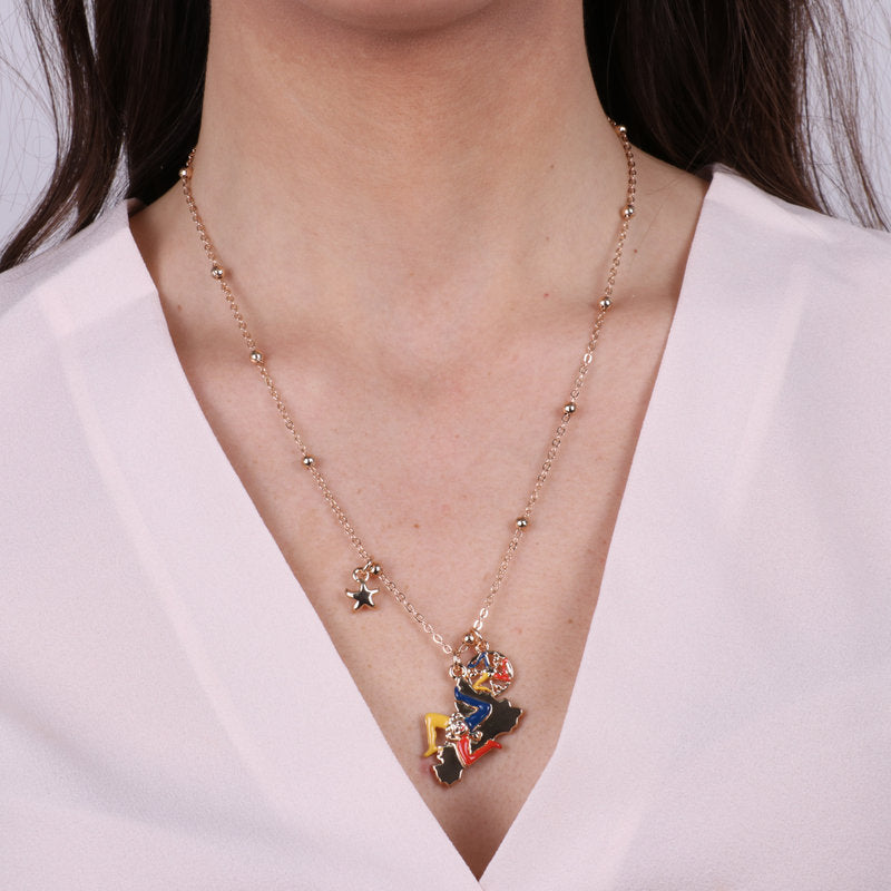 Collana in Metallo con trinacria e Sicilia - BYSIMON gioielli