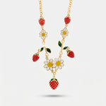 Collana in Metallo girocollo con fragola e margerite pendenti - BYSIMON gioielli