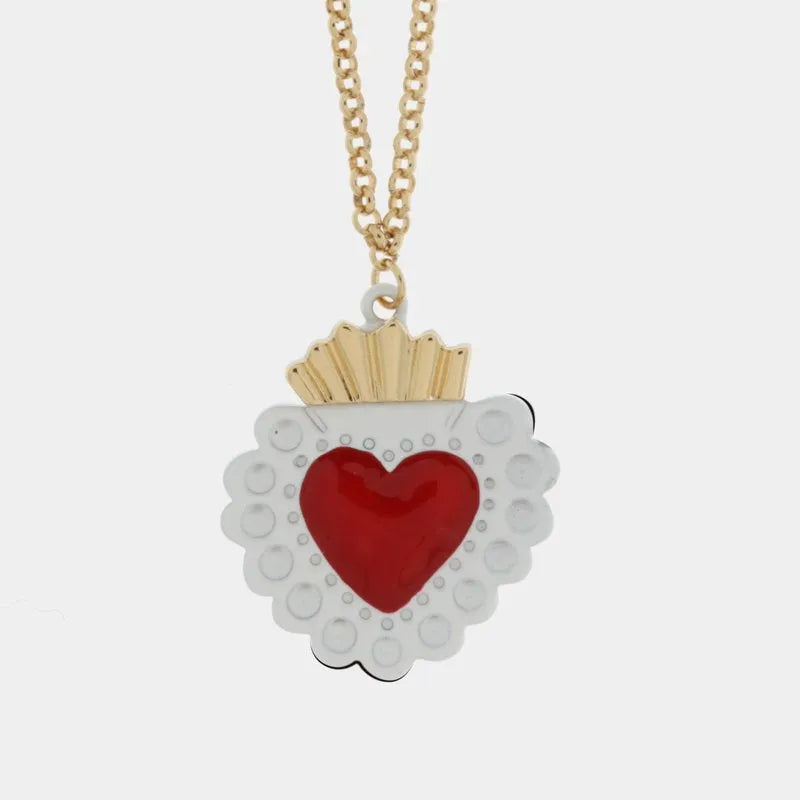 Collana in Metallo con cuore sacro bianco e rosso AMONAPOLI - gioiello BySimon